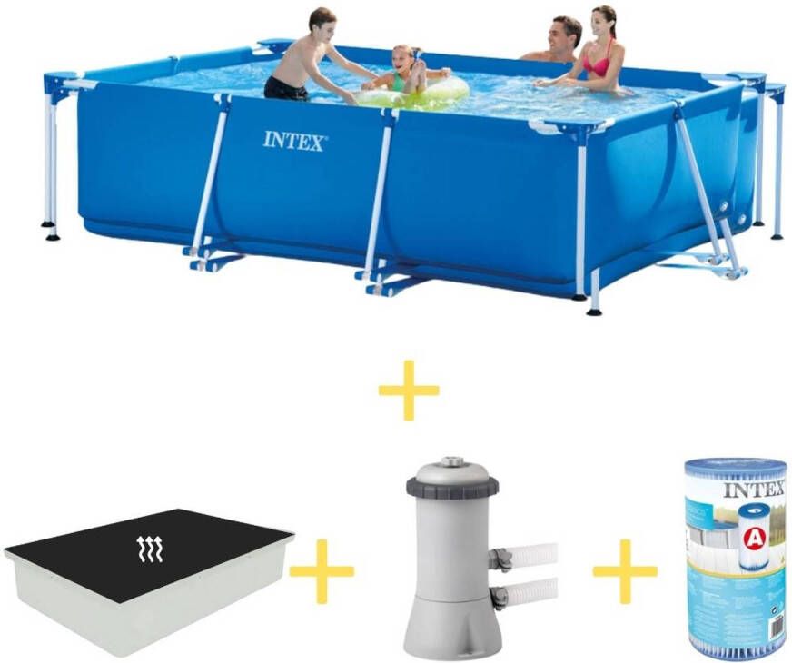 Intex Zwembad Frame Pool 300 X 200 X 75 Cm Inclusief Solarzeil, Filterpomp & Filter