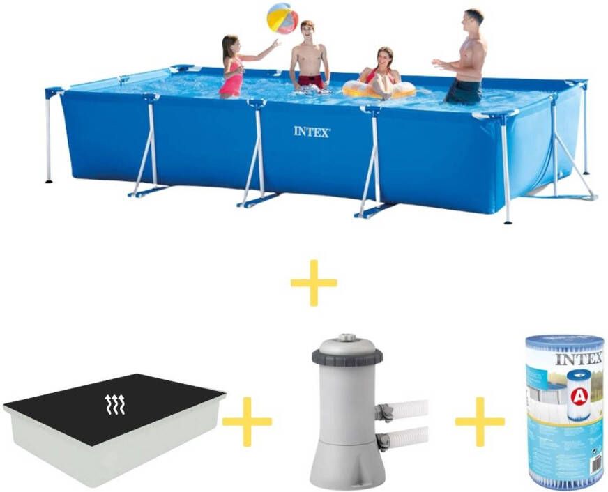Intex Zwembad Frame Pool 450 X 220 X 84 Cm Inclusief Solarzeil, Filterpomp & Filter