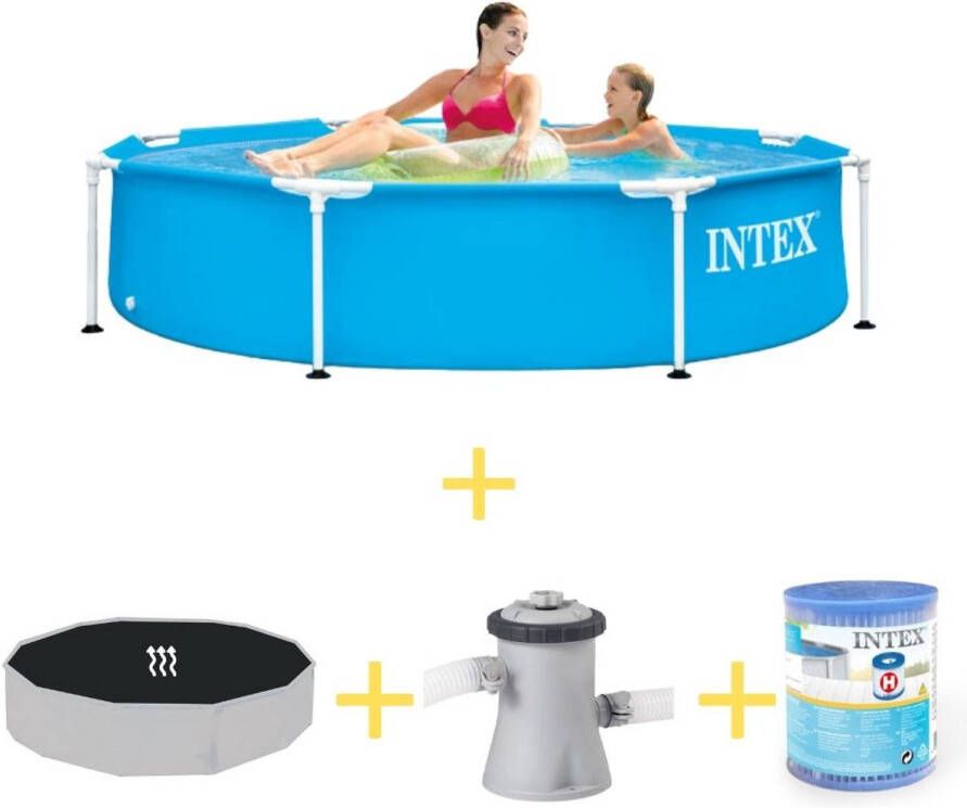 Intex Zwembad Metal Frame 244 X 51 Cm Inclusief Solarzeil, Filterpomp & Filter
