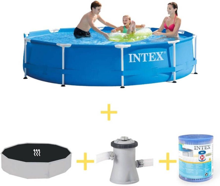 Intex Zwembad Metal Frame 305 X 76 Cm Inclusief Solarzeil, Filterpomp & Filter