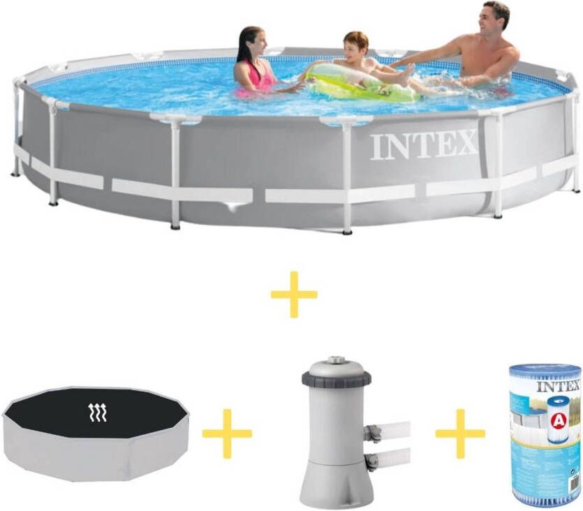 Intex Zwembad Prism Frame 366 X 76 Cm Inclusief Solarzeil, Filterpomp & Filter