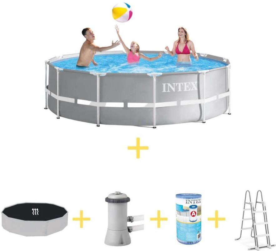 Intex Zwembad Prism Frame 366 X 99 Cm Inclusief Solarzeil, Filterpomp, Filter & Safety Ladder
