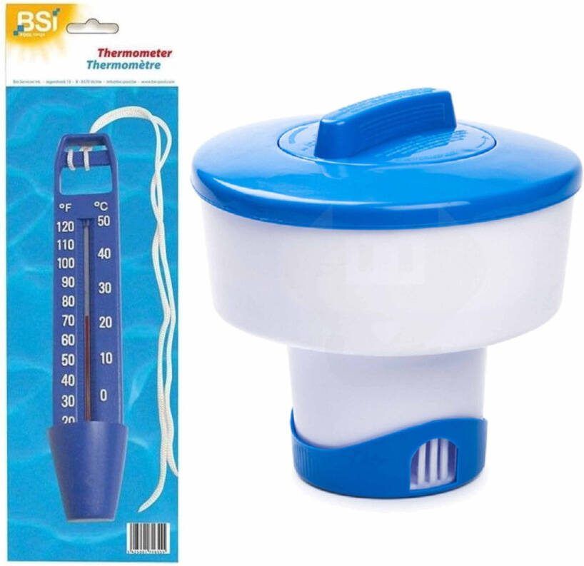 Merkloos Chloordrijver/chloordispenser Groot Voor Tabletten 200 Gram Incl Waterthermometer Zwembadreinigingsmiddelen