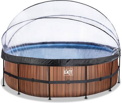 EXIT TOYS EXIT Frame Pool ø, 488x122cm(12v Sand filter) Houtoptiek + Zonnedak + Warmtepom