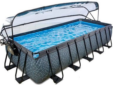 EXIT Toys Exit Stone Zwembad 540x250x100cm Met Zandfilterpomp En Overkapping En Warmtepomp Grijs