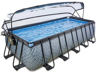 EXIT Toys Exit Stone Zwembad 540x250x122cm Met Zandfilterpomp En Overkapping Grijs