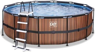 EXIT TOYS EXIT Wood Pool ø, 450x122cm met Zandfilterpomp, bruin