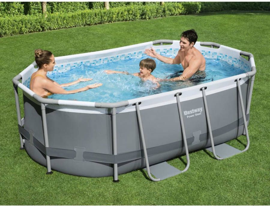 Bestway Power Steel Opzetzwembad Inclusief Filterpomp 305x200x84 Cm Rechthoekig