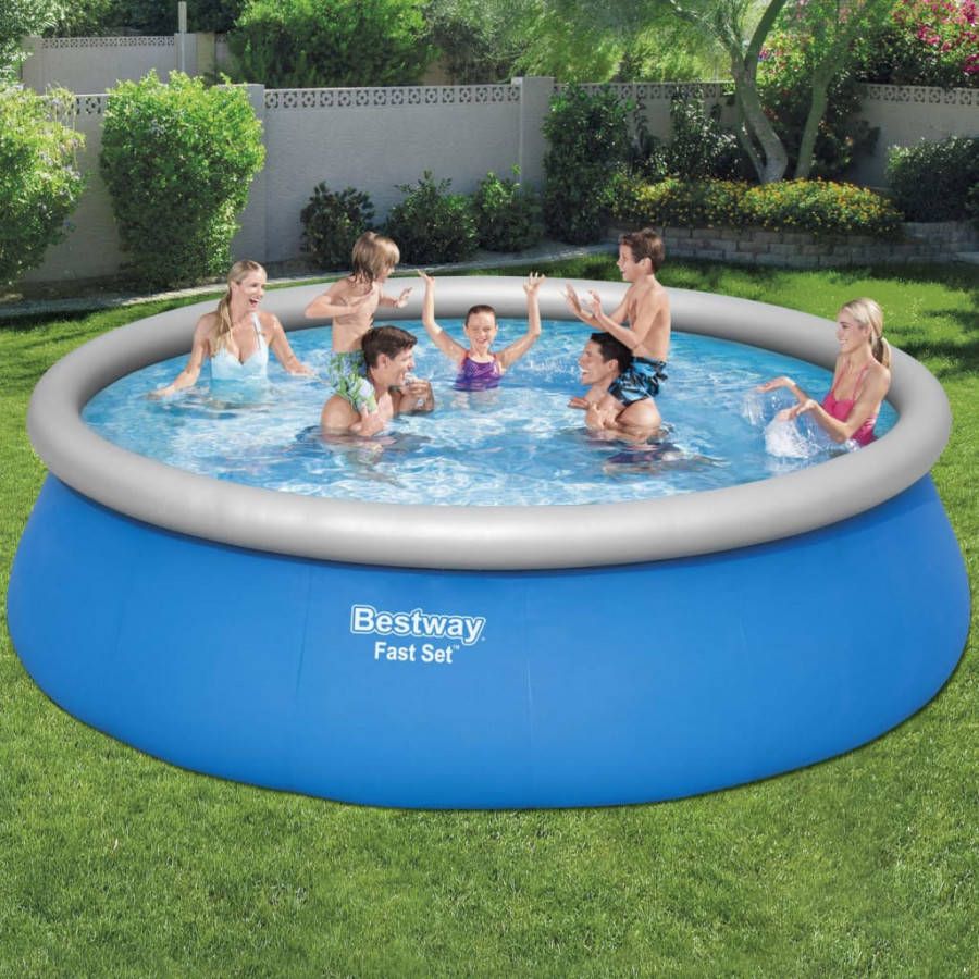 Bestway Fast Set Opblaasbaar Zwembad Inclusief Filterpomp En Zwembadtrap 457x122 Cm Rond