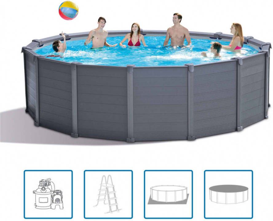 Intex Zwembadset Graphite Gray Panel 478x124 cm